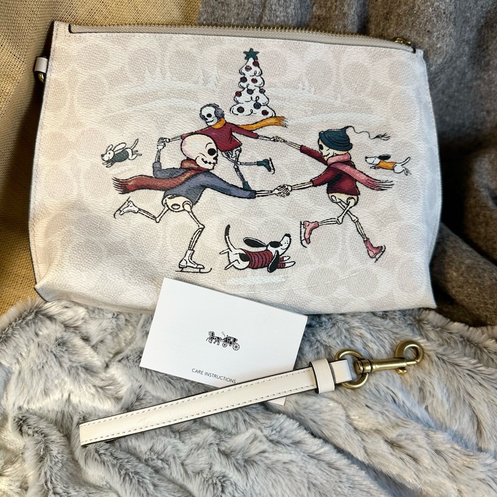 Coach Bonesy Skate, Limited Edition. Holiday Skeleton Pouch. $189